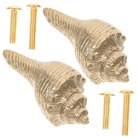 Artibetter 2 Stück Vintage Schubladengriffe aus Messing mit Muschelform Dekorative Schrankknöpfe für Kommoden und Schubladen Fade Resistant und Vielseitig Einsetzbar im Küstenstil