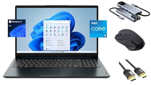 Lenovo IdeaPad 15.6 FHD Laptop, 10-Core i5-1235U, 16GB RAM, 1TB SSD, WiFi 6, WebCam, KeyPad, HDMI, Bluetooth, SD Card Reader, USB-C, 3-in-1 Essential Bundle, US Version KB, Win 11 Pro, Abyss Blue