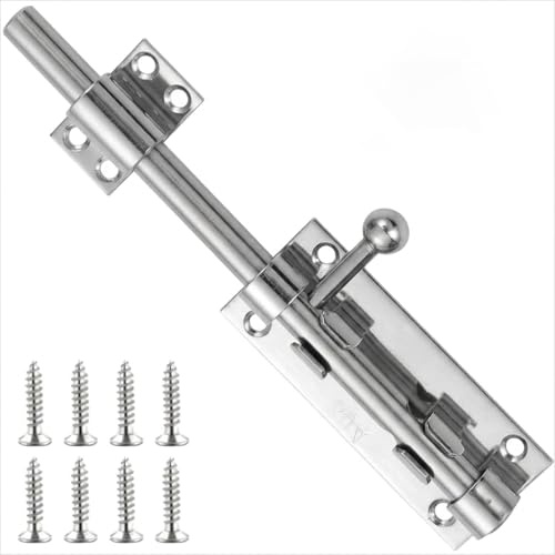 Alriedy Türriegel 304 Edelstahl Bolzenriegel Schieberiegel 200mm, Robustes Türschloss, Verdicktes Torriegel-Hardware Für Scheunentor, Zaun, Schuppen Und Keller
