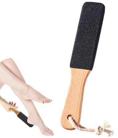 1PC Pumice Stone for Feet Convenient Storage Anti Slip Handle Foot Scrub Sharp and Wear Resistant Easy to Clean Wooden Foot File for Remove Dry Dead Skin Eliminates Corns and Calluses