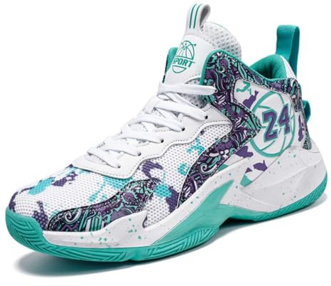 Xuanke Basketballschuhe Herren Damen Mode Sportschuhe Walkingschuhe Leicht Sneaker rutschfest Verschleißfest36-45EU (41,Weiß Grün)