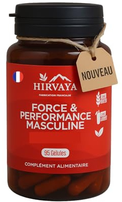Hirvaya – Force & Performance Masculine | Maca, Ginseng, Ashwagandha & Zinc | Vitalité & Énergie Naturelles | Sans Gluten, Lactose, OGM | Fabriqué en France | 90 Gélules – 30 Jours
