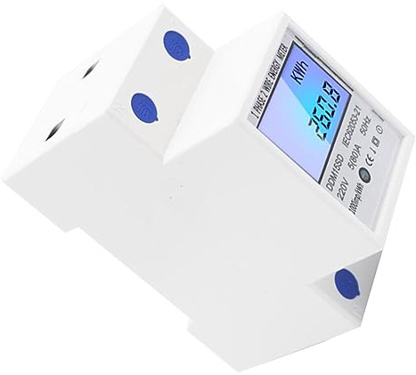 Compteur d'Énergie Monophasé sur Rail Din 220 V 5-80 A 50 Hz, LCD Blanc