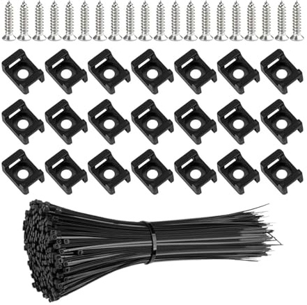 120 Stück Kabelhalter Schraubbar Schraubsockel Kabelbinder Befestigungssockel Befestigung Schraubbar 100mm Kabelmanagement Schreibtisch Kabelschellen Schwarz Nylon Halterung für Kabelbinder