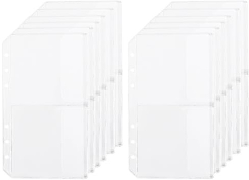 SOFPLATE 12 Blatt A6 Binder Pocket Transparente Postkartenhüllen Mit 2 Taschen Wasserdicht 6 Loch Klarsichthüllen Ringbuch Für Lose Blätter Schutz Für Alben Stemp Dateien Dokumente Notizbücher Karten