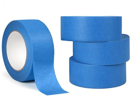4 Rolls Masking Tape for Painting,36mm x 20m Decorators Tape, Multi-Surface Painters Tape for Indoor Decorating,DIYers, Stick Well and No Residue Left (Blue)