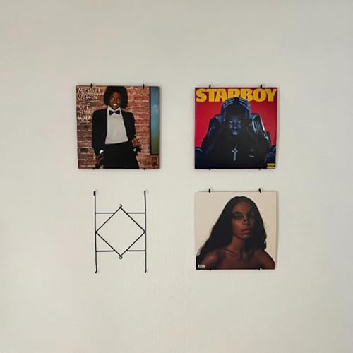 Générique Vinylis – 4 Supports Muraux Vinyle 33 Tours | Accroche et Présentoir pour Pochettes | Cadres Déco Pochette Disque | Rangement et Porte Vinyle Design | Métal Noir