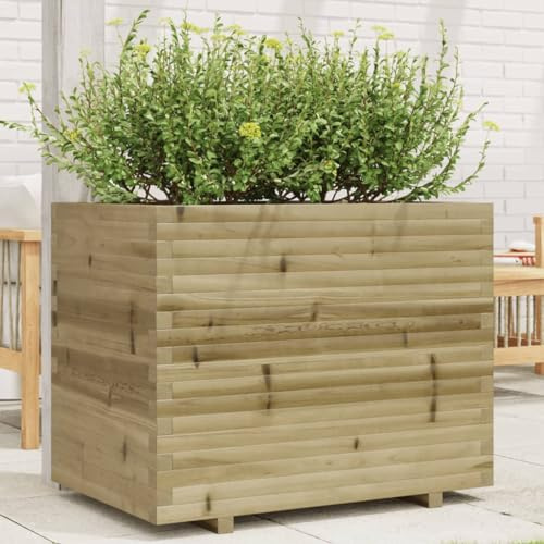 HaoChrymec Pot de Fleurs with Pin Imprégné, Design Rustique, Jardinières Extérieur, Bac à Fleurs Extérieur, Jardinière Balcon, Balconnière Extérieure, 90 x 60 x 72.5 cm