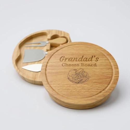 Rutherfords Gifts Personalised Round Compact 19cm Cheese Board - Engraved Wedding Birthday Kitchen Gift