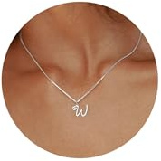Huacan initialer halsband för kvinnor – silverhalsband choker-bokstav enkelt alfabet A-Z halsband namnhänge för kvinnor smycken presenter, Rostfritt stål