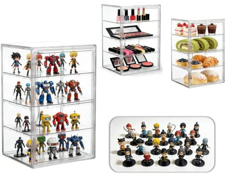 Guguzayth Display case, Miniatures Storage Cas,warhammer display case,Corner Bread Bins for Kitche, 4-Tier Clear Acrylic Bread Display Case with Door for Loaves, Cakes, Muffins, figurines, makeup
