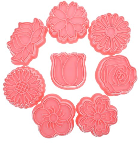 LALAFINA 8pcs Reusable Cookie Molds Flower Biscuit Cutter Set Embossed Baking Moulds for DIY Cookies Desserts Sandwiches Kids and Family Baking Projects