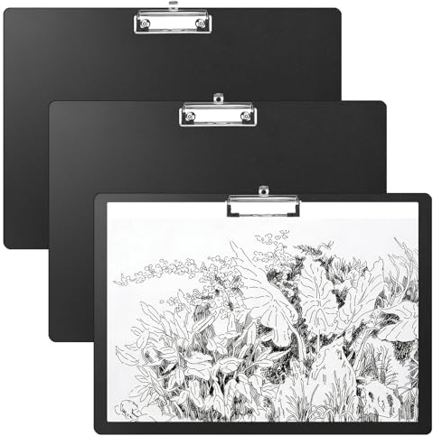 elthmpr Klemmbrett A3-3 Stück Kunststoff Klemmbretter Querformat Set, Clipboard mit Loch Klammer Groß Zeichenbrett A3 Schreibbrett für Büro Klassenzimmer Werkstatt Zeichnen Skizzieren
