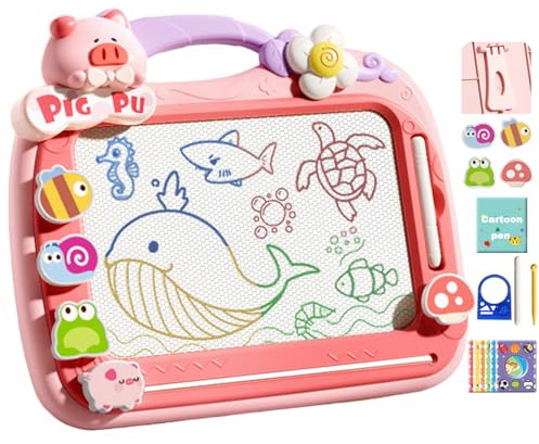 Tavola da disegno magnetica per bambini, tavolo da disegno magnetico, blocco da disegno con 2 penne, giocattolo multifunzionale per l'apprendimento precoce in formato da viaggio con