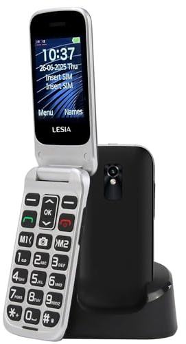 FEGA Seniorenhandy Klapphandy ohne Vertrag, 4G Mobiltelefon für Senioren mit Großen Tasten, Notruftaste (SOS), Tischladestation, 1300mAh Akku,Rentnerhandy,Flip Senior, Schwarz