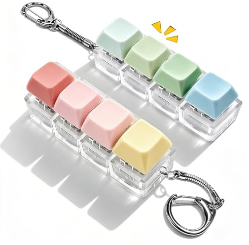 Quelcc 2 stycken Fidget Toys Tangentbord, Fidget Clicker-tangentbord, Fidget Keyring, 4 färger Anti-stressleksak, Anti-stress Nyckelring, för Stresslindring Pass Tid
