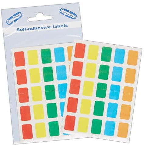 Stephens Selbstklebende Klebeetiketten, sortiert, farbige Aufkleber, 12 x 18 mm, idealer Aufkleber für Belohnungstabelle, Beschriften, Organisieren, Verzieren von Oberflächen einschließlich Papier,