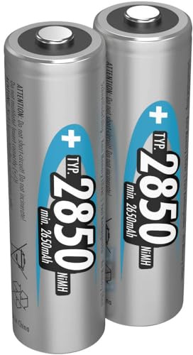 ANSMANN Akku AA Typ 2850mAh NiMH 1,2V - Mignon AA Batterien wiederaufladbar, mit hoher Kapazität ideal für hohen Strombedarf wie Kamera, Foto-Blitz, Taschenlampe, Controller (2 Stück)