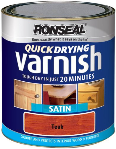 Ronseal QDVST750 750ml Quick Dry Varnish Coloured Satin - Teak