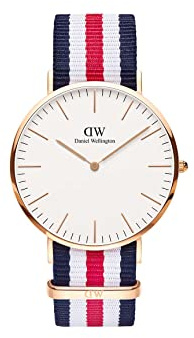 Daniel Wellington Classic Canterbury, Blau-Weiß-Rot/Roségold Uhr, 40mm, NATO, für Herren