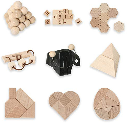 Bartl 500267 Knobelspiele aus Holz Puzzle Set D (9 Puzzles) Geschicklichkeitsspiele für Erwachsene und Kinder