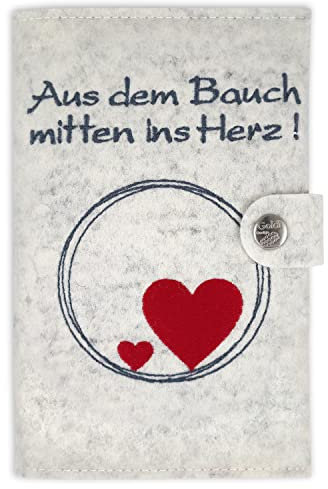 Goldi-Design Mutterkindpasshülle Österreich Schutzhülle - Aus dem Bauch - 2 Innenfächer - Druckknopfverschluss – Wollfilz – (weiß)