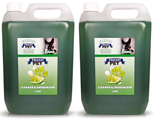 Fresh Pet Disinfectant Deodoriser Artificial Grass Cleaner for Dogs 2x5L | Lime Pet-safe formula, 2x5L Pre-Filled for Kennels, Catteries, Artificial Grass, Floors, Crates, Bedding, Litter Trays
