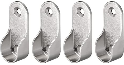 Sourcing Map Oval Closet Rod End Supports - Fit Dia 16mm 4 PCS - Wardrobe Flange Bracket Support - Nickel Plating