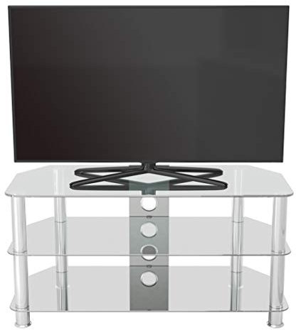 AVF SDC1000 Shaped Universal Clear and Chrome TV Stand For Up To 50 inch