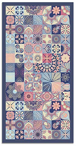 Panorama Vinylteppich - Modell Vynilteppich Hydraulic Fliesen Rose Farbe - 80x150 cm - Verschiedene Größen - Deko Küche, Läufer und Outdoor