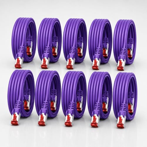 1CONN Cable de red Cat6 10 x 0,25 m violeta Cable Ethernet Cable LAN Cable de red LAN Cat6 Cable de parcheo SFTP PiMF 1000 Mbit/s