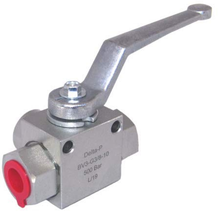 3 Way Hydraulic Ball Valve 3/8 BSP Threads with Mounting Holes - 500 Bar Working Pressure