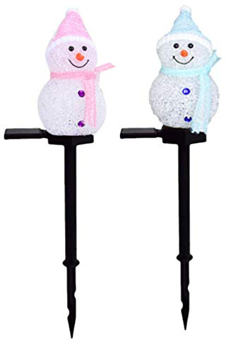 2stücke Solar Schneemann Gartenlichter Led Außenlampen Weihnachtsdekoration Für Rasen Und Garten Einfache Installation Energiesparend