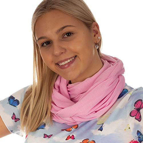DOLCE ABBRACCIO by RiemTEX Loop Schal Damen Schlauchschal mit Geheimfach Kuscheliger Loopschal aus Jersey Halstuch in Uni Farben (Rosa)