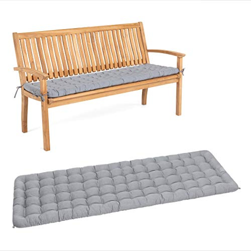 HAVE A SEAT Luxury - Sitzpolster für Gartenbank, Bequeme Gartenbankauflage - orthopädisch, wetterfest, waschbar bis 95° C - Made in Germany (120x48 cm, Hellgrau)