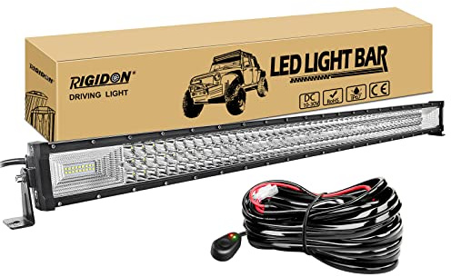 RIGIDON led lichtleiste kfz mit 12v kabelbaum kit, 42 Zoll 105cm 540W | 6000K weiß, wasserdichte, offroad beleuchtung, light bar, arbeitsleuchte, für LKW SUV ATV 4x4 auto Pickup fahrzeuge wohnwagen