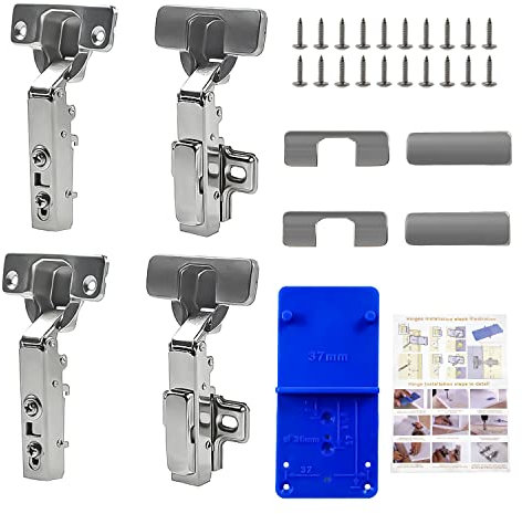 4 Stück Scharniere Clip Automatik Scharnier Clip Scharnier Automatik Türmontage 105° Standard Scharnier für Küchenschränke Küche Schranktür Küche