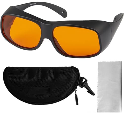 maoxiaoge Laser Schutzbrille Brille Sicherheitsbrille 190-490 nm OD 5+ | Lichtdurchlässigkeit 65%, Laserbrille Halbleiter Laser, Für Ultraviolett Violet Blau UV Light 355nm 473nm 450nm 475nm