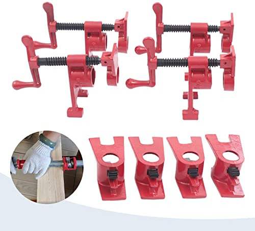 4 Stück Rohr Schraubzwinge 3/4 zoll Set - Rohrklemmen Korpuszwinge zum Verkleben und Bohren Rohrklemmen Rohrzwingen Rohrschelle Schraubstock für Holzbearbeitung