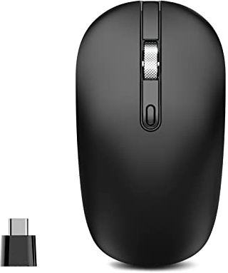 cimetech Type C Wireless Mouse, USB C Mouse 2.4G Silent Cordless Portable Computer Mice for Laptop, Notebook, MacBook Pro Air, Windows, Linux - Ambidextrous Black
