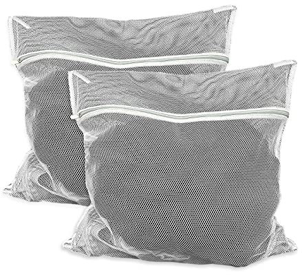 TSHAOUN 2PCS große Mesh Wäsche Taschen, Mesh Wäsche Taschen mit Reißverschlüssen wiederverwendbare Waschmaschine Wäsche Tasche, Extra große Waben dauerhafte Wäsche Tasche (2PCS)