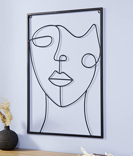 Dekoleidenschaft Wandbild Madame Gesicht aus Metall, matt schwarz, modern & abstrakt, Wanddekoration, Wandschmuck