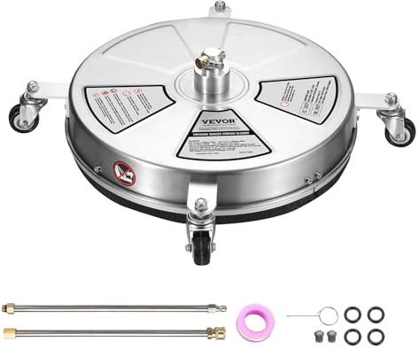 VEVOR Hochdruckreiniger Edelstahl Oberflächenreiniger 3,7L/min Flächenreiniger Hochdruck φ457,2mm Pflasterreinigungsgerät Max.4000 PSI Terrassenreiniger Doppeldüsensystem 25°-Sprühwinkel