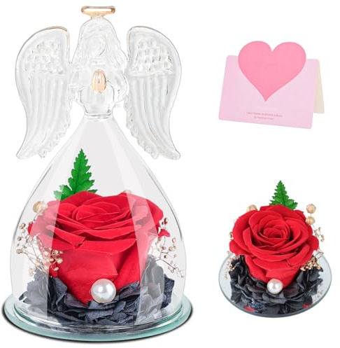 ANBET Ewige Rose im Glas Geschenke für Frauen Engel Glasrose Unendliche Rose Red Infinity Rosen Schwiegermutter Geschenke Muttertag Sisters Freundin Geburtstag Jahrestag