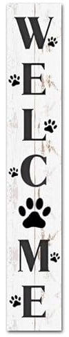 Geroclonup 30CM Welcome Home Dogs Sign For Front Door Porch Farmhouse Rustic Hanging Funny Welcome Dog Paw Wall Sign For Home Kitchen Decor Dog Lovers Gifts Outdoor Indoor