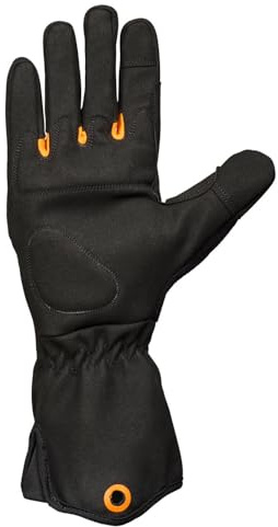 Fiskars Strauchpflege-Handschuhe, Arbeitshandschuhe für den Garten | Touchscreen-kompatible Daumen und Fingerspitzen, Kunstleder, Größe 8, Schwarz/Orange, 1071152