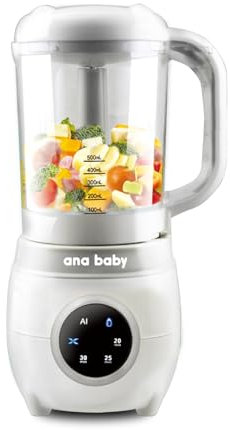 Baby Food Steamer & Blender with 4 functions – Steam, Blend, Defrost & Reheat, and Sterilise. Space & time saving, preserves nutrients, easy meal prep.