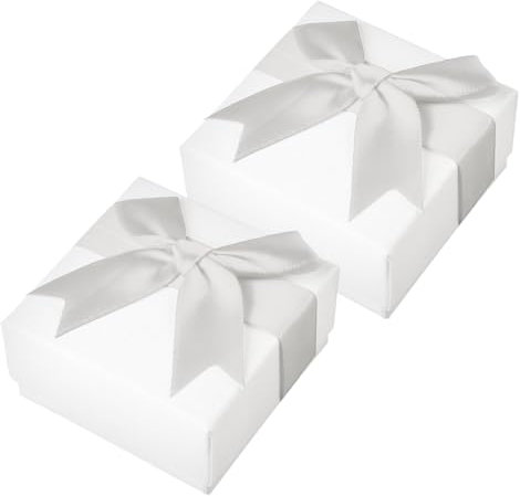 GLADFRESIT 2Pcs Jewellery Gift Box Set, Small Storage Box with lid Bow-Knot for Square Ring Earrings Necklace Bracelet Jewellery Gift Box for Christmas Wedding Valentine'S Day Graduation(Grey)