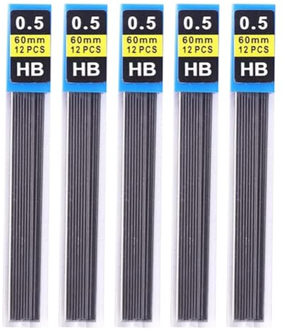 NONDK 5 Unids/Set Recambio de Minas de Lápiz, Recambio de Lápiz Accesorios de Escritura de Oficina Lápiz Papelería para Estudiantes Recambios de Lápiz (0,5 Mm)