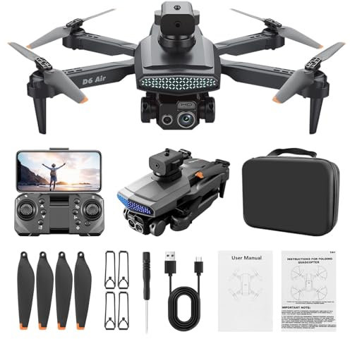 Foldable Drone with 4K Dual Camera, 1080P Drone with Live Transmission,Infrared Obstacle Avoidance Drone, RC Quadcopter with Tap Fly, Gesture Control, Selfie, Altitude Hold, Headless Mode (Black)